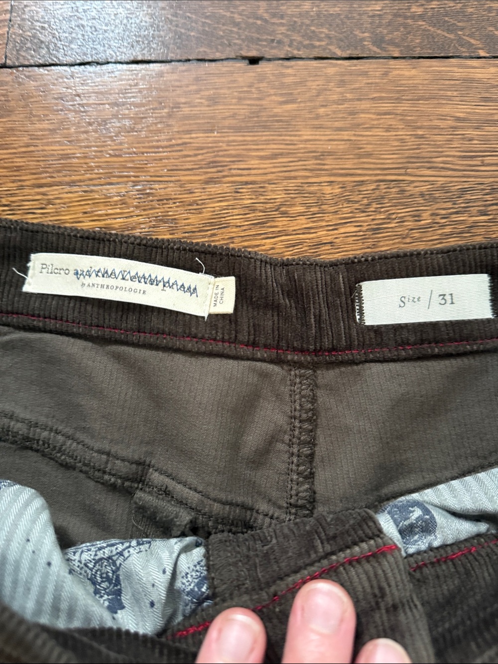 Anthropologie Pilcro Wide leg Corduroy Pants, NWT, 31, Dark Green/Gray - Picture 4 of 5